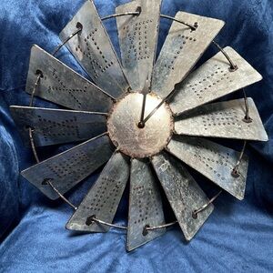 Rustic Silver Windmill Wall Clock